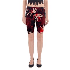 Horror Themed Bloody Hands Yoga Cropped Leggings by ExtraGoodSauce