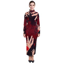 Horror Themed Bloody Hands Turtleneck Maxi Dress by ExtraAwesomeSauce