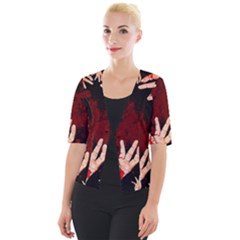 Horror Themed Bloody Hands Cropped Button Cardigan by ExtraGoodSauce