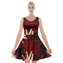 Horror Themed Bloody Hands Velvet Skater Dress by ExtraGoodSauce