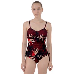 Horror Themed Bloody Hands Sweetheart Tankini Set by ExtraGoodSauce