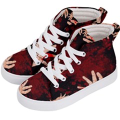 Horror Themed Bloody Hands Kids  Hi-top Skate Sneakers by ExtraGoodSauce