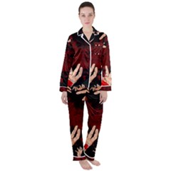 Horror Themed Bloody Hands Women s Long Sleeve Satin Pajamas Set	 by ExtraGoodSauce