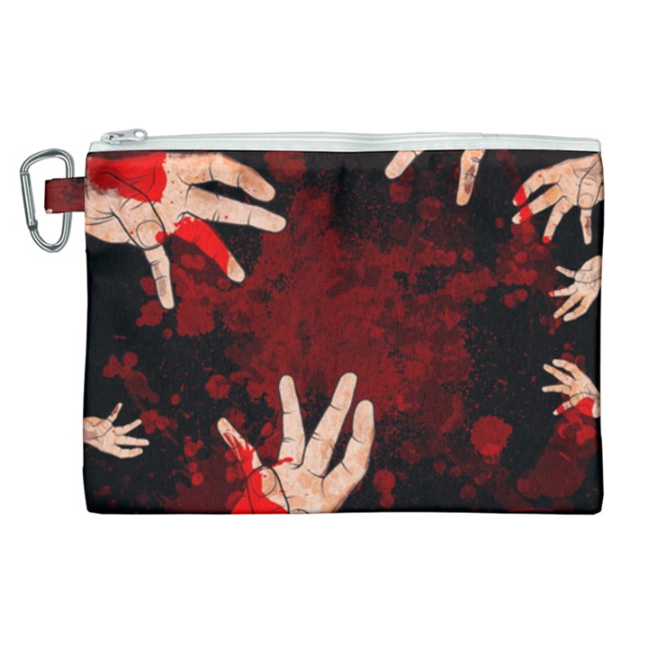 Horror Themed Bloody Hands Canvas Cosmetic Bag (XL)