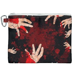 Horror Themed Bloody Hands Canvas Cosmetic Bag (xxl) by ExtraGoodSauce