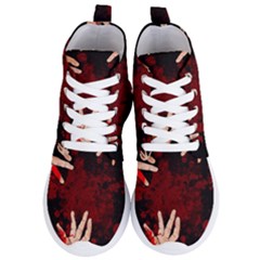 Horror Themed Bloody Hands Women s Lightweight High Top Sneakers by ExtraGoodSauce