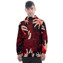 Horror Themed Bloody Hands Men s Front Pocket Pullover Windbreaker