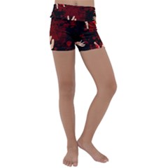 Horror Themed Bloody Hands Kids  Lightweight Velour Yoga Shorts by ExtraGoodSauce