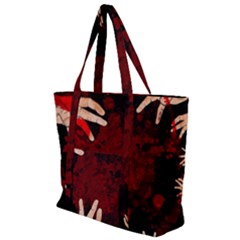 Horror Themed Bloody Hands Zip Up Canvas Bag by ExtraGoodSauce