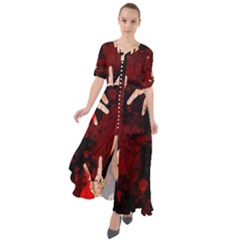 Horror Themed Bloody Hands Waist Tie Boho Maxi Dress by ExtraAwesomeSauce