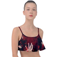 Horror Themed Bloody Hands Frill Bikini Top