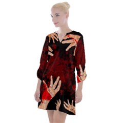 Horror Themed Bloody Hands Open Neck Shift Dress by ExtraGoodSauce