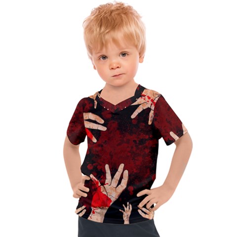 Horror Themed Bloody Hands Kids  Sports T-shirt by ExtraAwesomeSauce