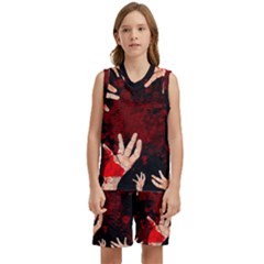 Horror Themed Bloody Hands Kids  Basketball Mesh Set by ExtraAwesomeSauce