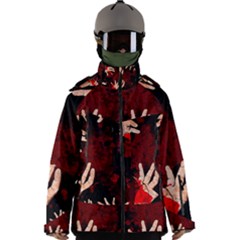 Horror Themed Bloody Hands Men s Zip Ski And Snowboard Waterproof Breathable Jacket