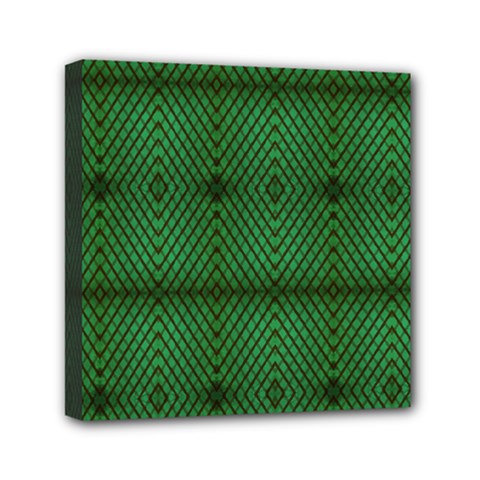 Green Diamond Grid Pattern Mini Canvas 6  x 6  (Stretched)