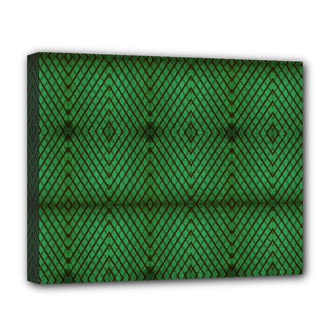 Green Diamond Grid Pattern Deluxe Canvas 20  x 16  (Stretched)