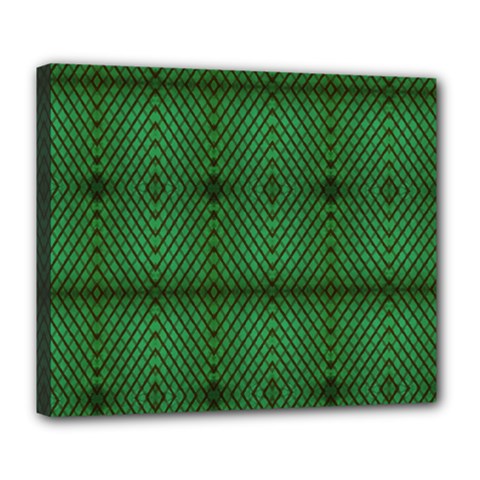 Green Diamond Grid Pattern Deluxe Canvas 24  x 20  (Stretched)