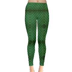 Green Diamond Grid Pattern Everyday Leggings 