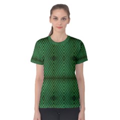 Green Diamond Grid Pattern Women s Cotton T-Shirt