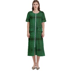 Green Diamond Grid Pattern Women s Cotton Short Sleeve Nightgown by ExtraGoodSauce