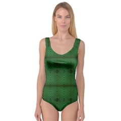 Green Diamond Grid Pattern Princess Tank Leotard 