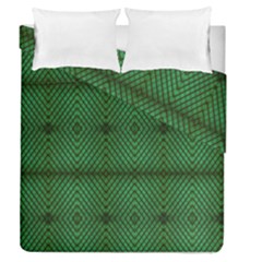 Green Diamond Grid Pattern Duvet Cover Double Side (queen Size) by ExtraGoodSauce