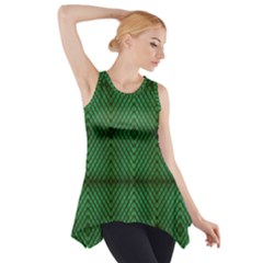 Green Diamond Grid Pattern Side Drop Tank Tunic