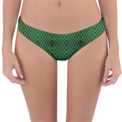 Green Diamond Grid Pattern Reversible Hipster Bikini Bottoms