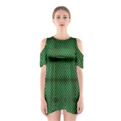 Green Diamond Grid Pattern Shoulder Cutout One Piece Dress by ExtraGoodSauce