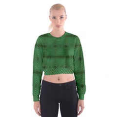 Green Diamond Grid Pattern Cropped Sweatshirt