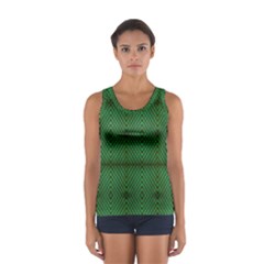 Green Diamond Grid Pattern Sport Tank Top 