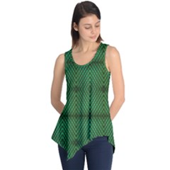 Green Diamond Grid Pattern Sleeveless Tunic