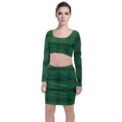 Green Diamond Grid Pattern Top and Skirt Sets