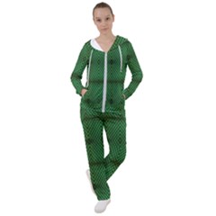 Green Diamond Grid Pattern Women s Tracksuit