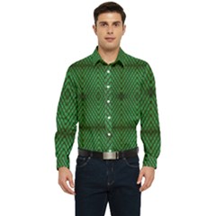 Green Diamond Grid Pattern Men s Long Sleeve Shirt