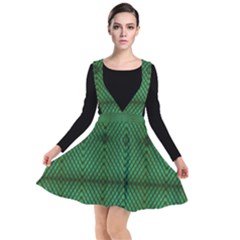 Green Diamond Grid Pattern Plunge Pinafore Dress