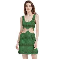 Green Diamond Grid Pattern Velour Cutout Dress by ExtraGoodSauce