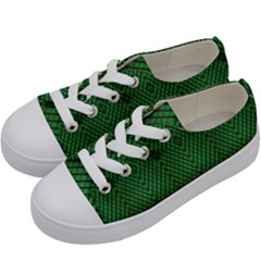 Green Diamond Grid Pattern Kids  Low Top Canvas Sneakers