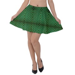 Green Diamond Grid Pattern Velvet Skater Skirt