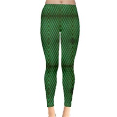 Green Diamond Grid Pattern Inside Out Leggings