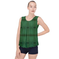 Green Diamond Grid Pattern Bubble Hem Chiffon Tank Top