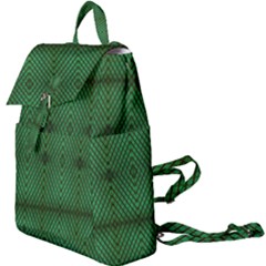 Green Diamond Grid Pattern Buckle Everyday Backpack