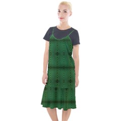 Green Diamond Grid Pattern Camis Fishtail Dress