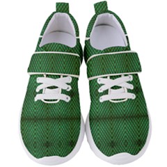 Green Diamond Grid Pattern Women s Velcro Strap Shoes