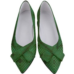 Green Diamond Grid Pattern Women s Bow Heels