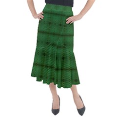 Green Diamond Grid Pattern Midi Mermaid Skirt by ExtraGoodSauce