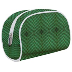 Green Diamond Grid Pattern Make Up Case (Medium)