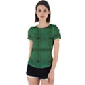 Green Diamond Grid Pattern Back Cut Out Sport T-Shirt View1