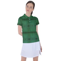 Green Diamond Grid Pattern Women s Polo T-Shirt